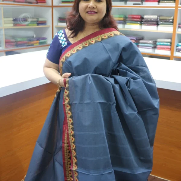 Greyish Blue - Kanchi Cotton Saree