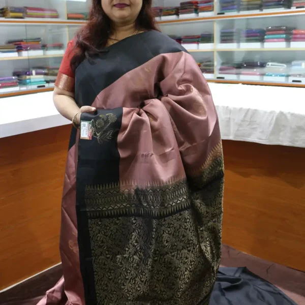Copper & Black - PRSK110 - Half Pure Kanjivaram Silk Saree