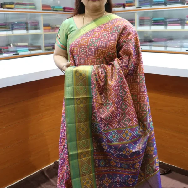 Maroon & Purple - SMPT8 - Semi Patola Silk Saree