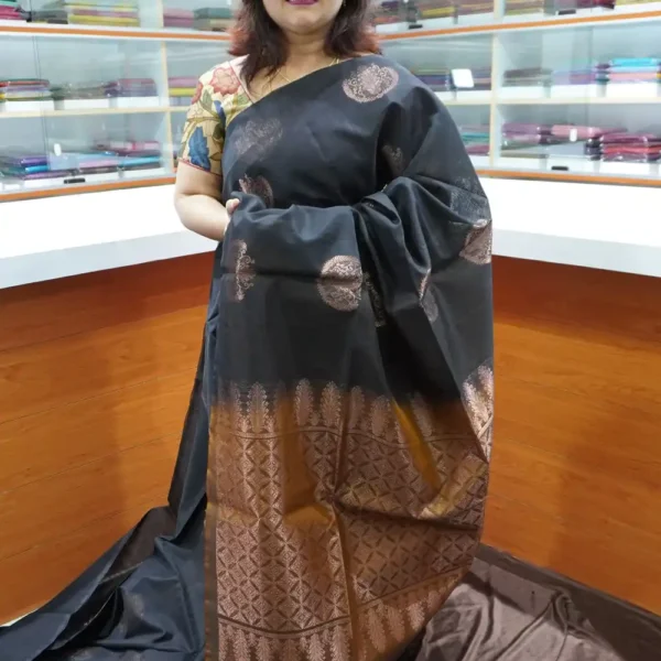 Dark Chocolate - PRSC112 - Pure Handloom Silk Cotton Saree