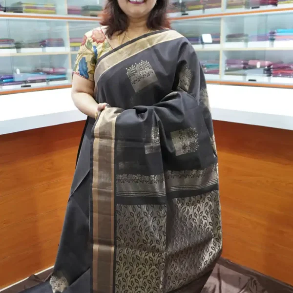 Dark Chocolate - PRSC112 - Pure Handloom Silk Cotton Saree