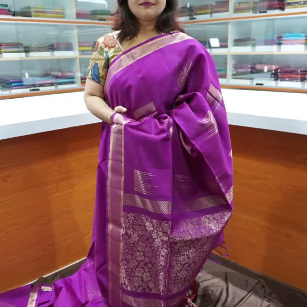 Meganta Pink - PRSC113 - Pure Handloom Silk Cotton Saree