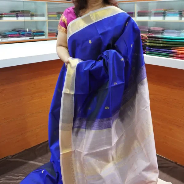 Blue & Baby Pink - PRSC119 - Pure Handloom Silk Cotton Saree