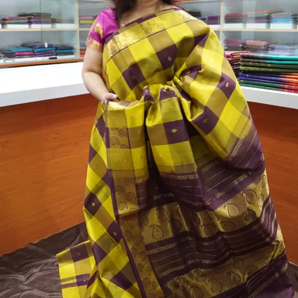 Multi Color Checks - PRSC125 - Pure Handloom Silk Cotton Saree