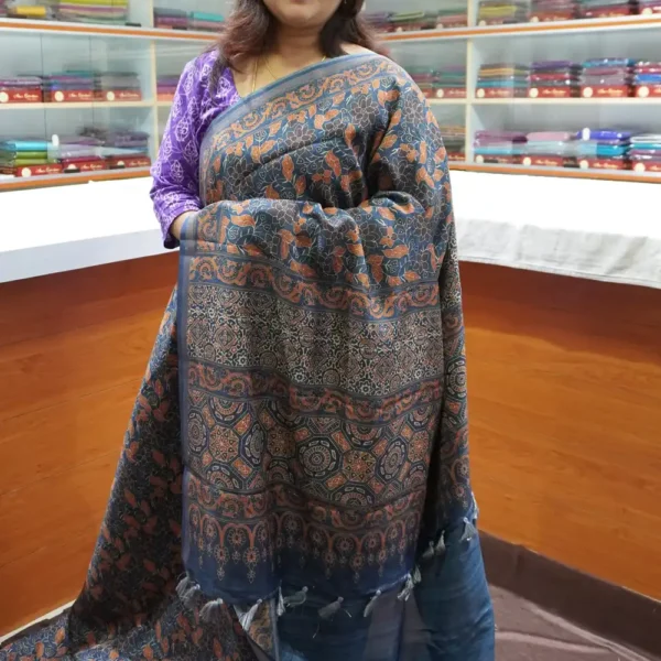 Dark Blue - OFF17 - Semi Linen Saree