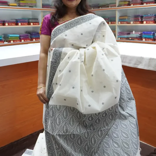 Half White - PRCT17 - Pure Cotton Saree