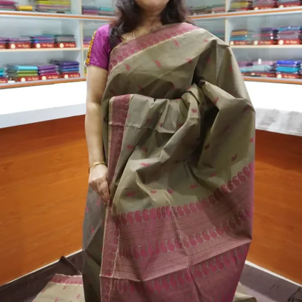 Dark Chiku - PRCT20 - Pure Cotton Saree