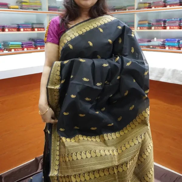 Black - PRCT24 - Pure Cotton Saree