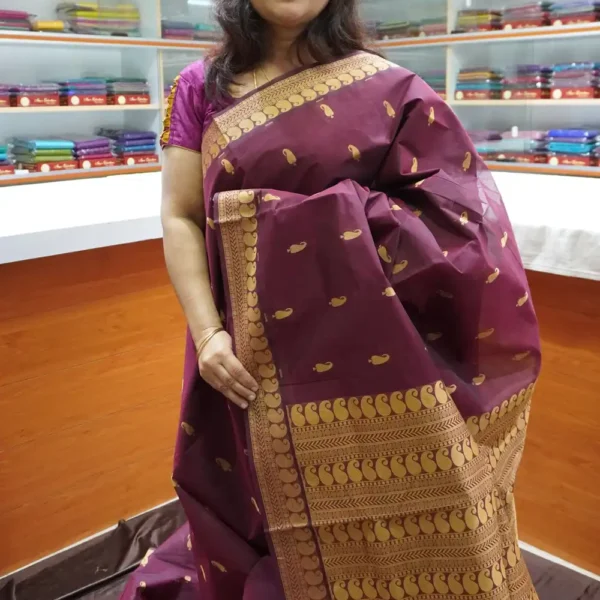 Dark Maroon - PRCT25 - Pure Cotton Saree