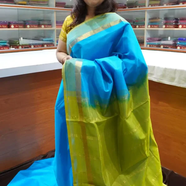 Blue & Green - PRSC204 - Pure Handloom Silk Cotton Saree