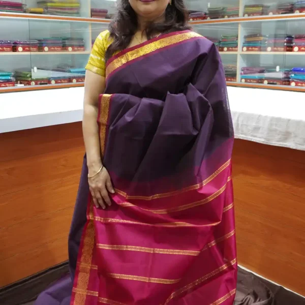 Deep Wine & Pink - PRSC209 - Pure Handloom Silk Cotton Saree