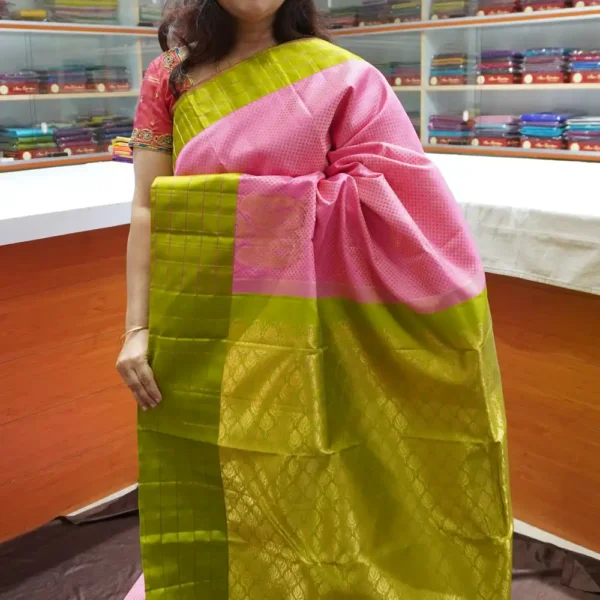 Pink & Green – PRSK160 – Pure Kanchipuram Silk Saree