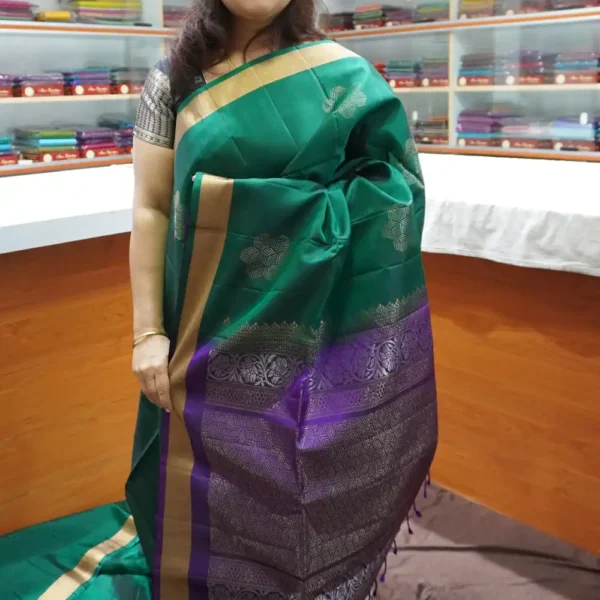 Green & Purple – PRSK178 – Half Pure Kanchipuram Silk Saree