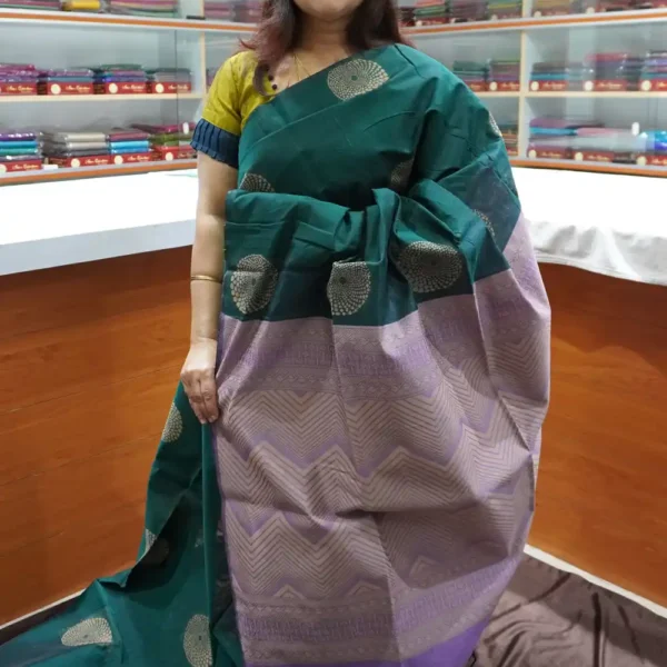 Green & Lavender - SSC16 - Semi Silk Cotton Saree