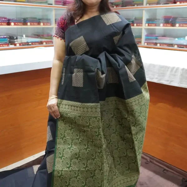 Black & Green - SSC39 - Semi Silk Cotton Saree