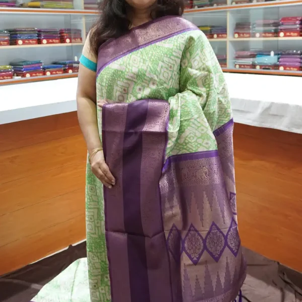 OFF47 – Green & Purple – Semi Silk Sarees