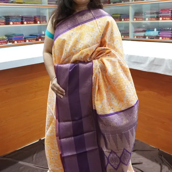 OFF49 – Orange & Purple – Semi Silk Sarees