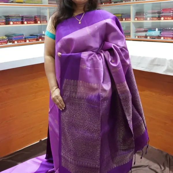 PRSK257 – Lotus Pink & Violet – Pure Kanchipuram Soft Silk Saree