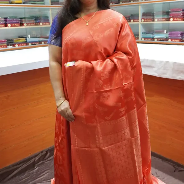 OFF72 – Orange – Semi Banarasi Silk Saree