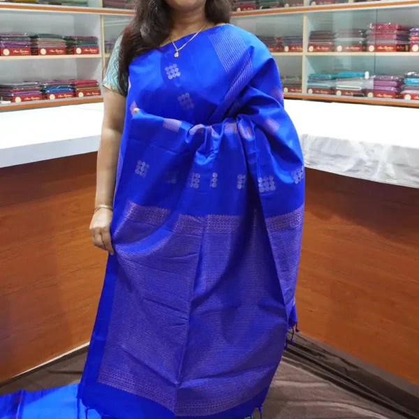 PRSK270 – Royal Blue – Pure Kanchipuram Soft Silk Saree
