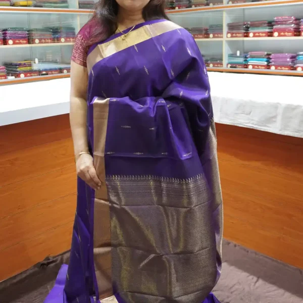 PRSK278 – Dark Pruple – Pure Kanchipuram Soft Silk Saree