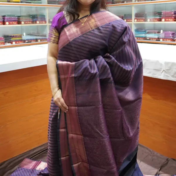 PRSK282 - Dark Purple - Pure Kanchipuram Soft Silk Saree