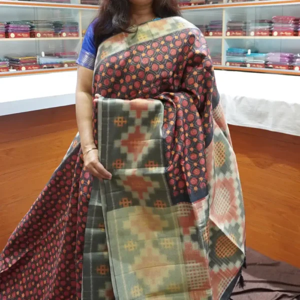 OFF80 – Coffee Brown & Grey – Semi Tussar Silk Saree
