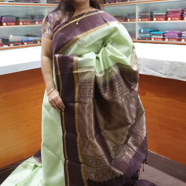 PRSK324 - Nevy Blue & Teal Blue - Pure Kanchipuram Soft Silk Saree