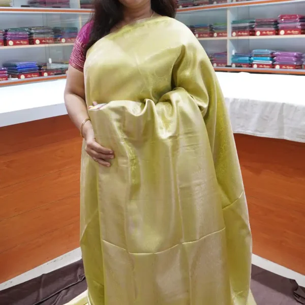 OFF114 – Pista Green – Semi Banarasi Silk Saree