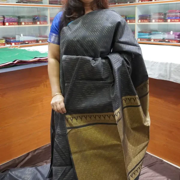 PRSC282 – Elephant Grey – Pure Handloom Silk Cotton Saree