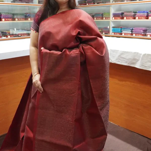 PRSK337 - Dark Maroon - Pure Kanchipuram Soft Silk Saree